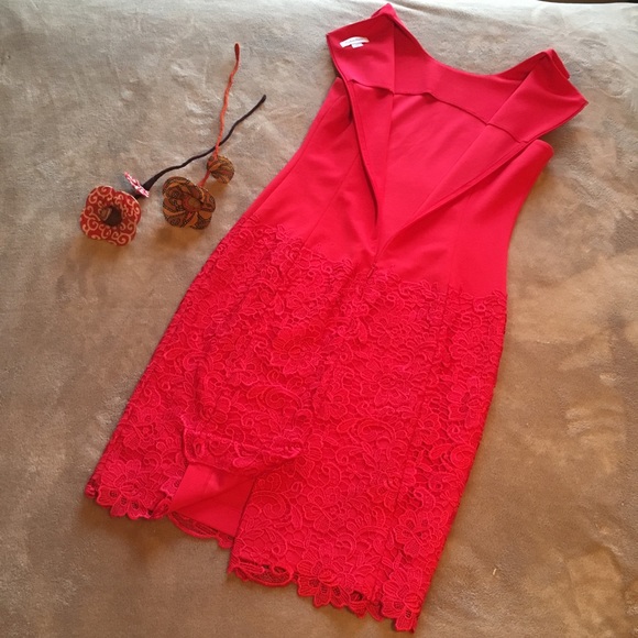 **HOST PICK** Calvin Klein- Red Lace Skirt Dress - Picture 6 of 8
